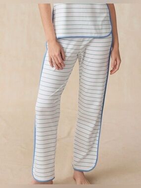 LAKE Pajama Pima Cotton Pajama Pant Women Medium Parisian Green Club Stripe